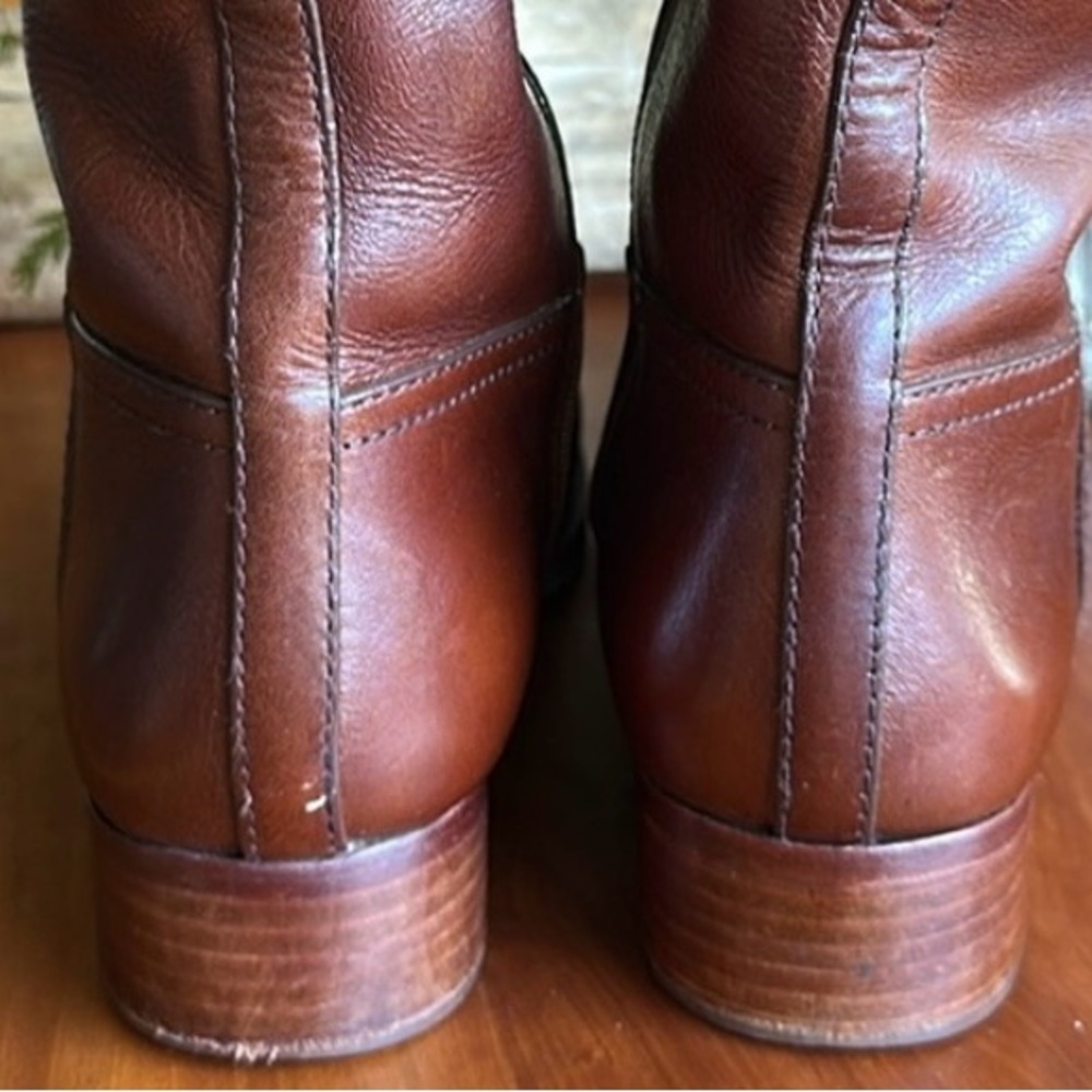 Tory Burch Kieran gold logo brown leather tall equestrian/riding boots. Size 6.5 - Picture 7 of 15